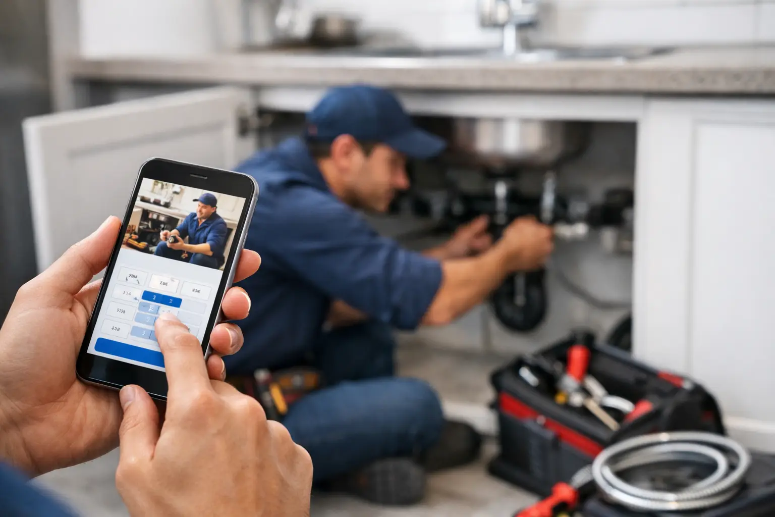 Houston plumbing website built around service and location pages with a thumb-friendly click-to-call button